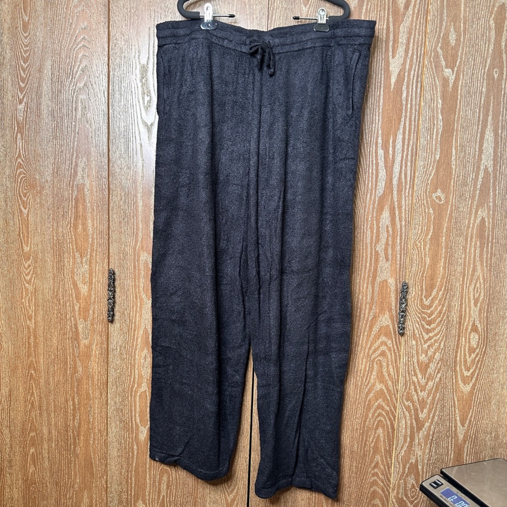 Barefoot Dreams CozyChic Lite Knit Wide Leg Pants Carbon Charcoal Gray XXL